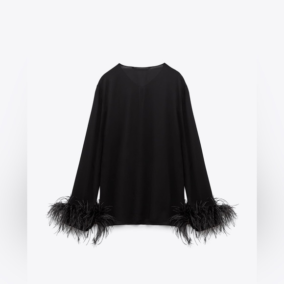 Zara Feathered Flowy Blouse - Picture 4 of 4